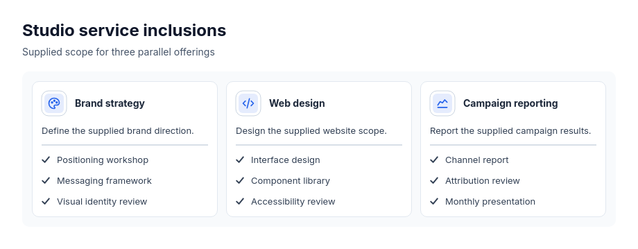 Cards: service icon headers template preview